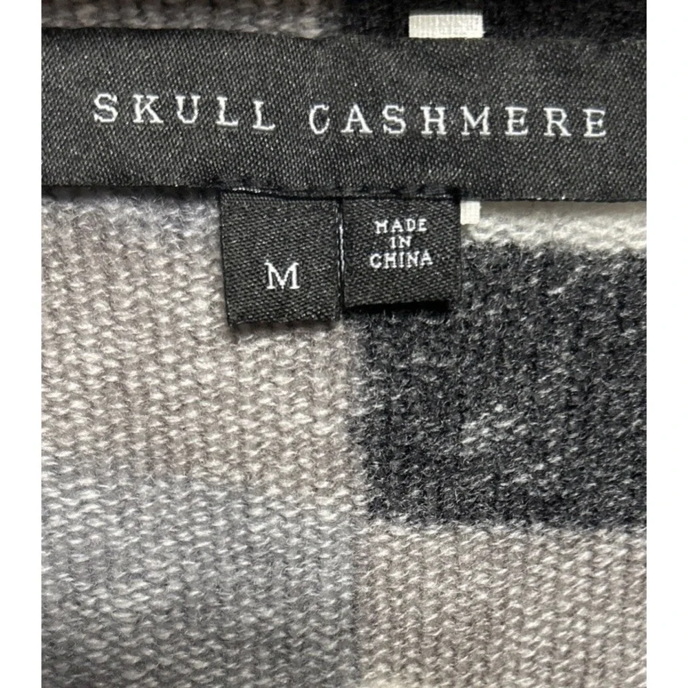 Skull Cashmere Camo Sweater Gray Black Beige‎ Women's Size Medium Grunge